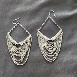 Elegant Silver Chain Dangle Earrings